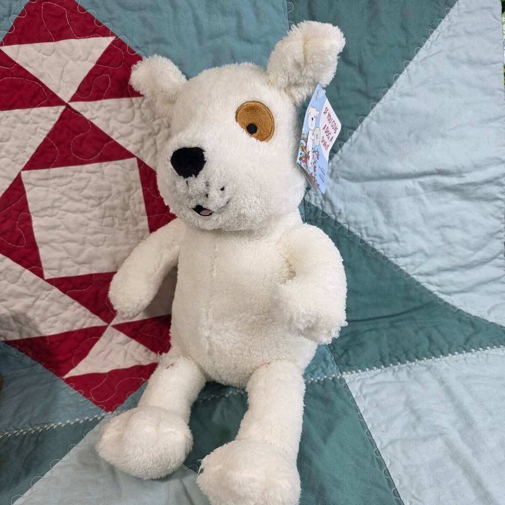 Kohl's Cares If You Give A Dog A Donut Plush Dog White Brown Spot 12" NWT
